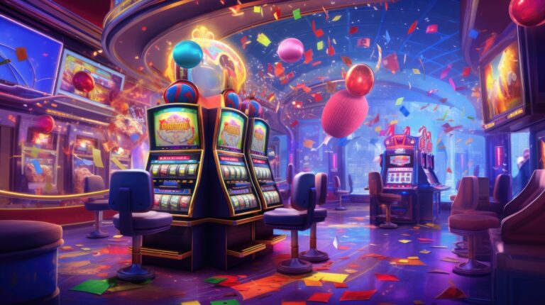 jackpot confetti explosion in a carnival themed casino